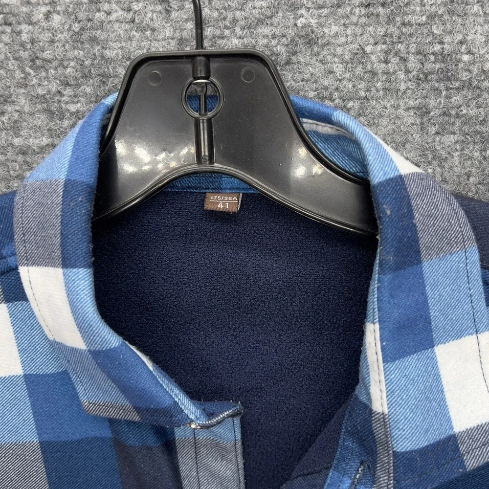 Mens Blue Plaid Button Front Shirt Jacket Flannel Style Size 41